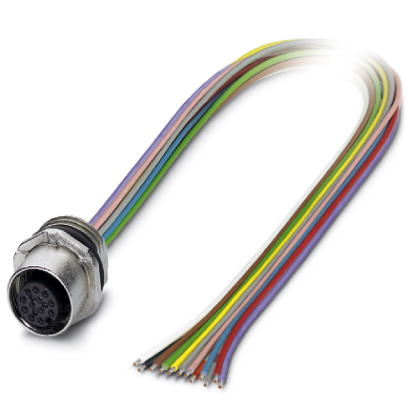 Phoenix Contact M12 Receptacle; SACC-E-FS-12CON-M16/0;5 SCO; Female; 12-Pin; 12-Wire; A - Standard Key; Front Mount; 0.5m Lead Wire
